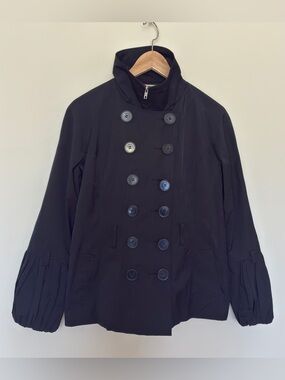 Sinequanone Paris Black Double Breasted Jacket Puff Sleeve Coat Size Small